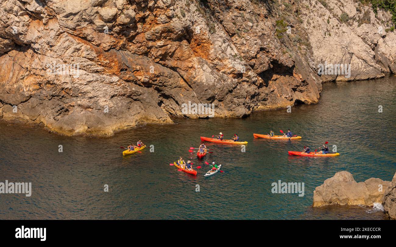 DUBROVNIK, CROATIA, EUROPE - Kayaks near Dubrovnik on the Dalmation coast. Stock Photo