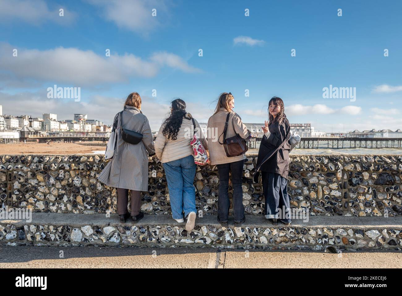 Brighton, November 11th 2022: Tourists taking in the view Stock Photo