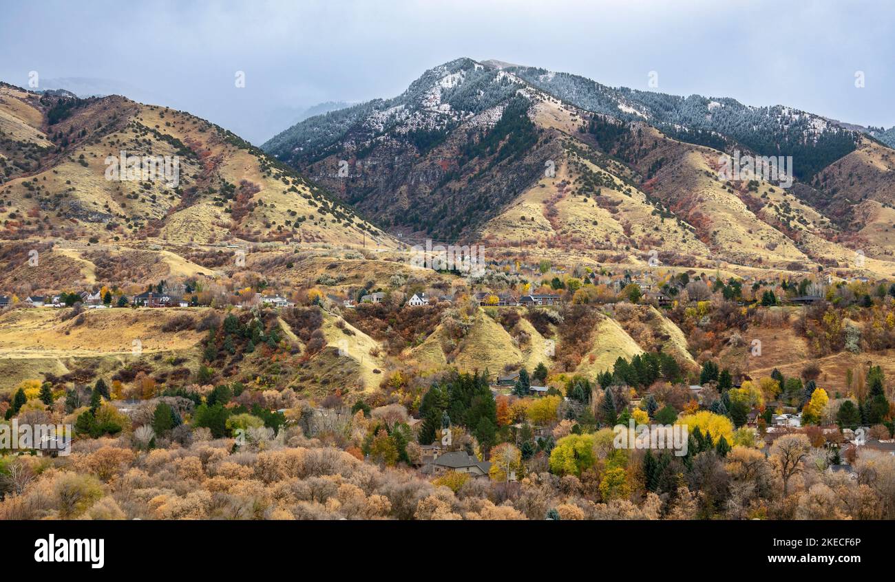 Fall in the Bear River Mountains, the northern part of the Wasatch Mountains. Stock Photo