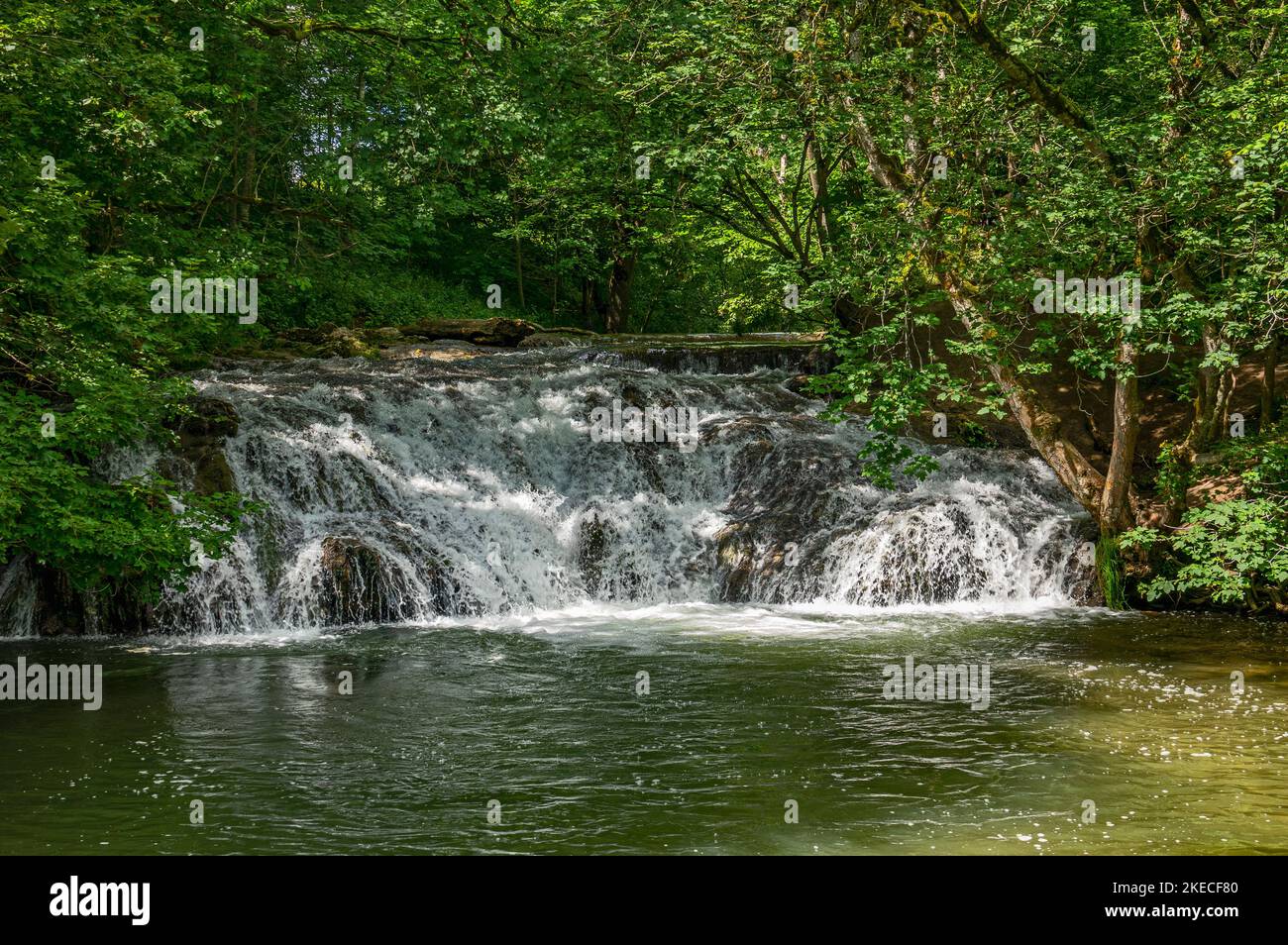 Hoher Gießel, a waterfall about 4 m high in the valley of the Great Lauter. Stock Photo