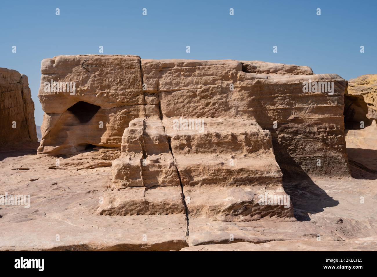 High Place of Sacrifice Altar or Motab in Petra, Jordan Stock Photo