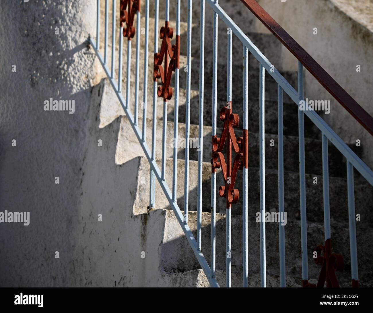 Greek Stone Railing Old traditional rural house whitewashed stone stairway with a wrought ...