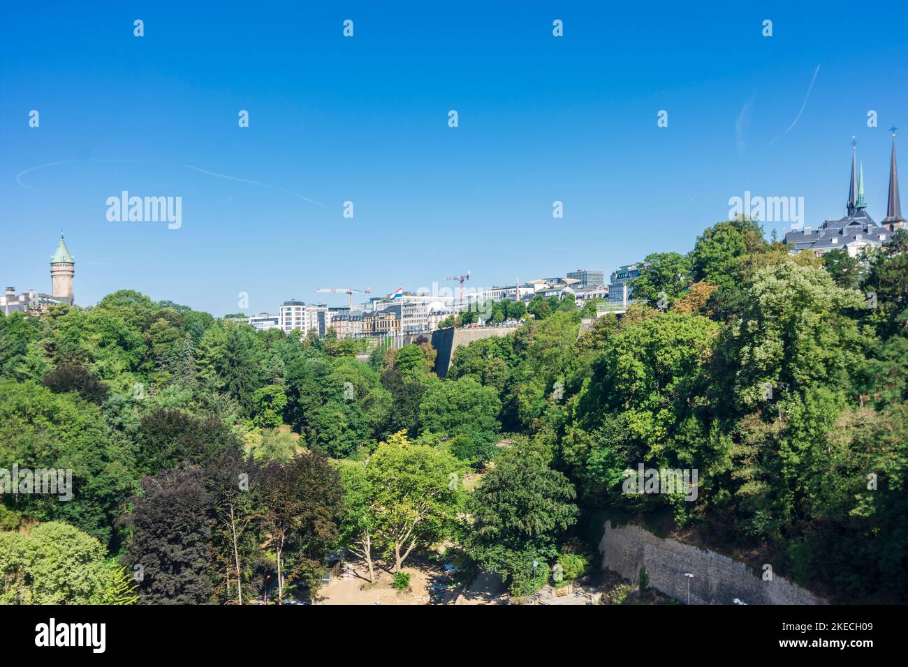 Luxembourg City (Lëtzebuerg / Luxemburg), Pétrusse river valley, old town in Luxembourg Stock Photo