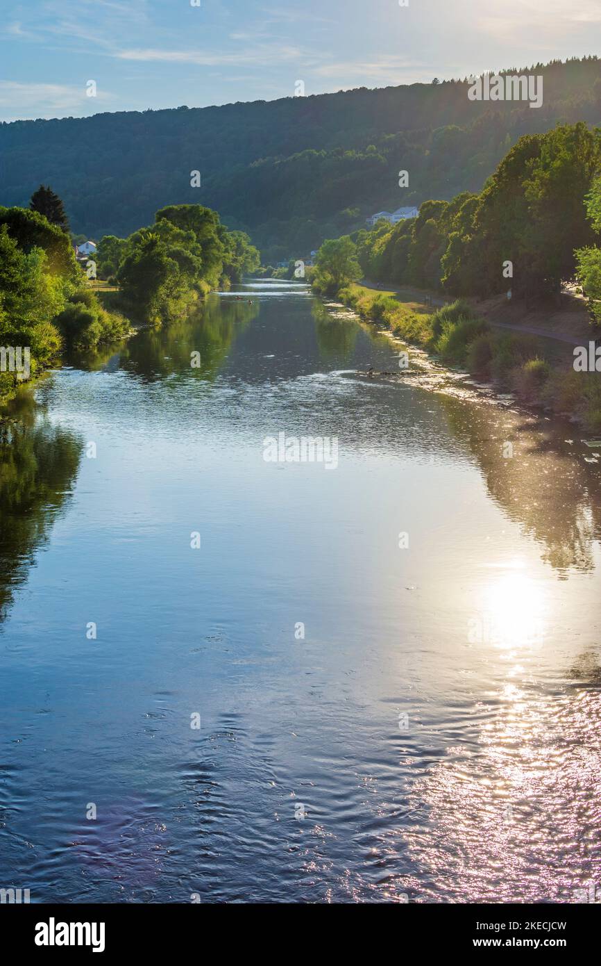 Bollendorf, river Sauer (Sure) valley in Eiffel, Rheinland-Pfalz, Rhineland-Palatinate, Germany Stock Photo
