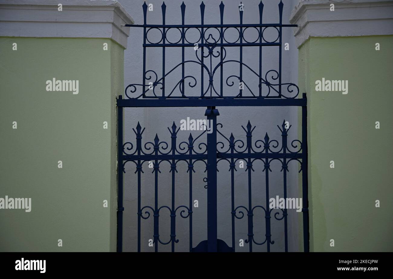 Traditional handcrafted wrought iron entrance gate railing in Kea ...