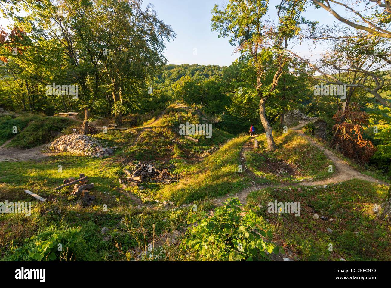 Sväty Jur (Sankt Georgen), Biely Kamen Castle ruins (Burg Weißenstein) in Male Karpaty (Little Carpathians), Slovakia Stock Photo