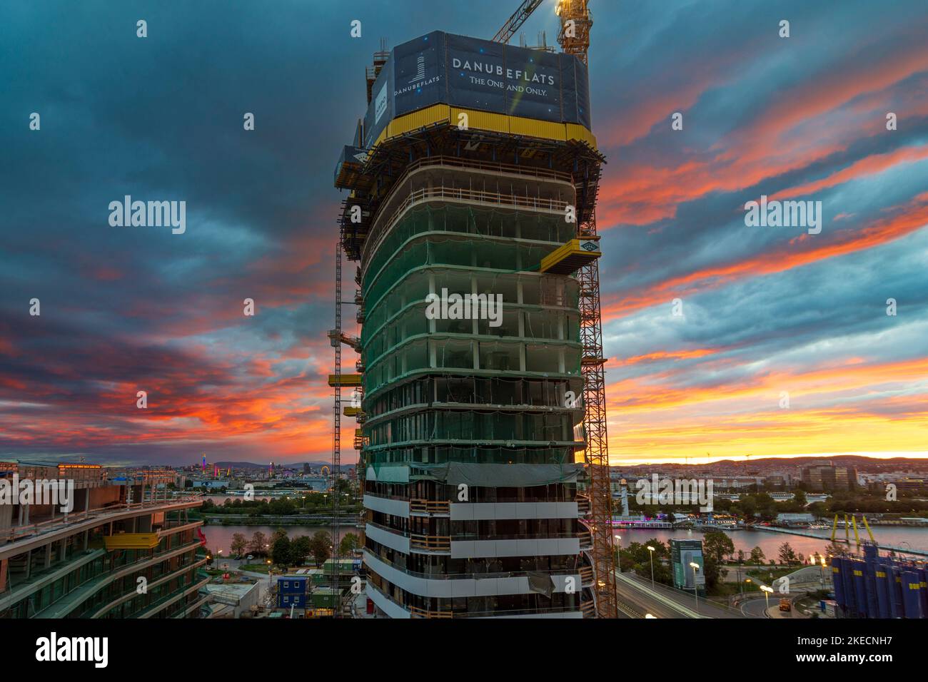 Vienna, apartment house construction highrise project "Danube Flats