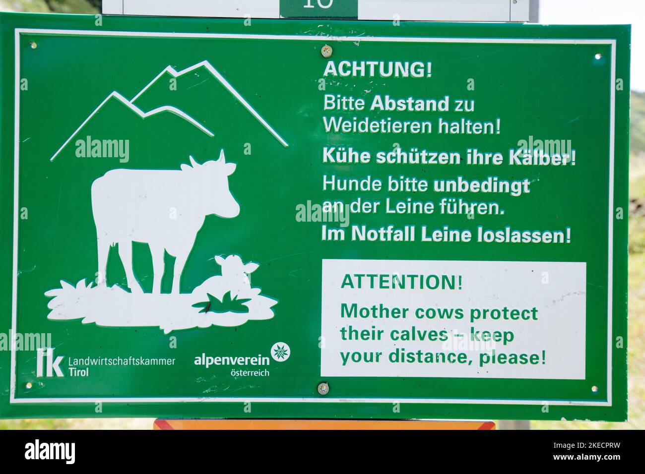 Rules of conduct for entering the alpine meadows Stock Photo