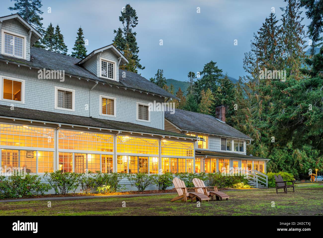 Lake Crescent Lodge in Olympic National Park Washington USA Stock Photo