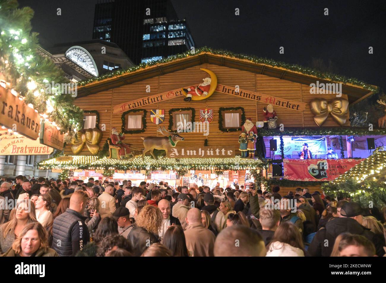 New Street, Birmingham, November 11th 2022. Revellers enjoy a German