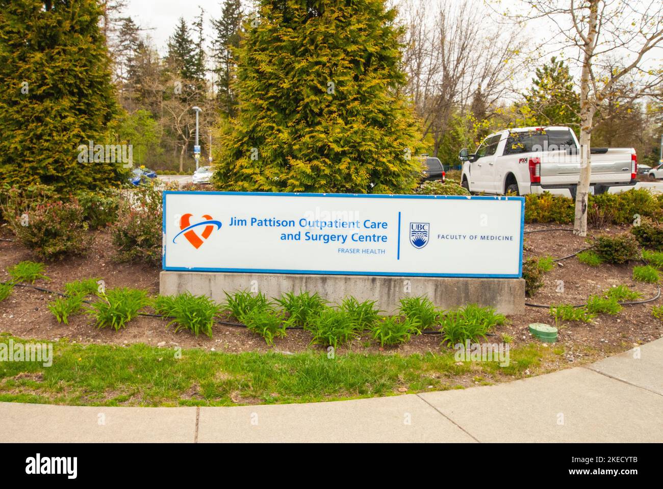 Jim Pattison Outpatient Care facility sign in Surrey, British Columbia, Canada Stock Photo