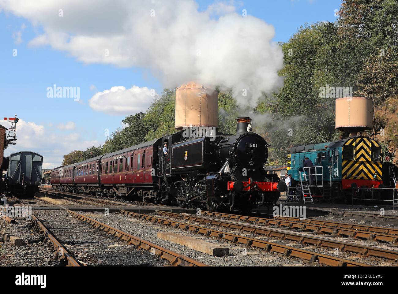 1501 heads away from Bewdley on 16.9.22. Stock Photo
