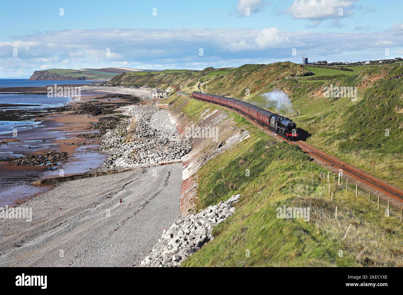 44932 heads past Nethertown on 24.9.22 with 'The Cumbrian Coast Express' Stock Photo