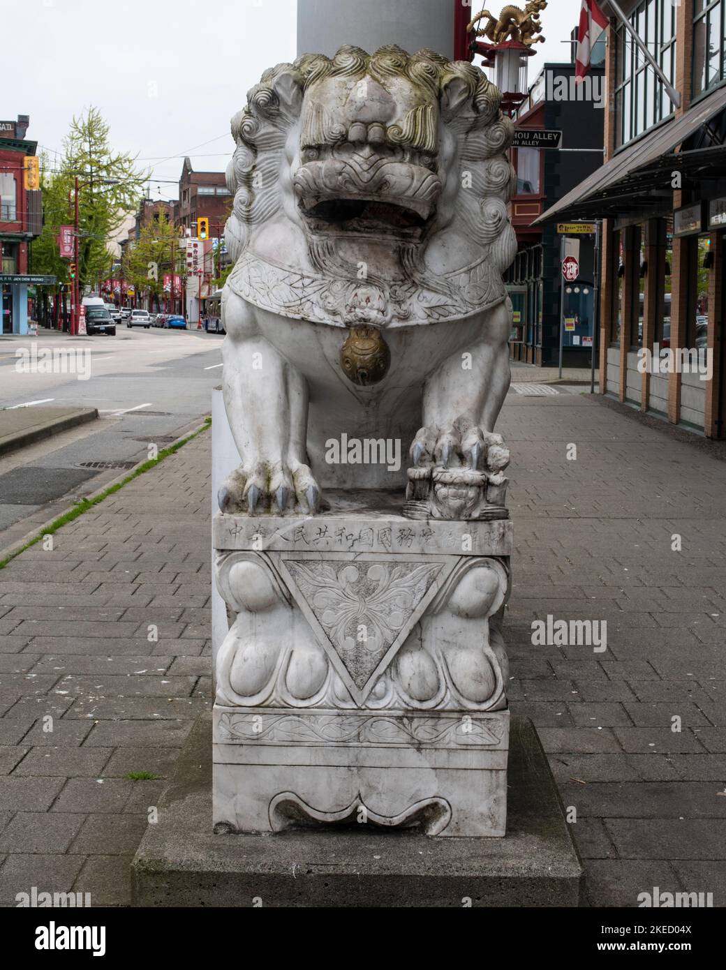 Chinatown lion statue in Vancouver, British Columbia, Canada Stock