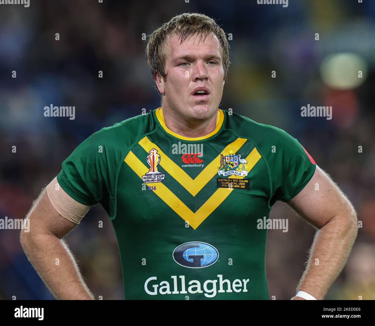 Leeds, UK. 11th Nov, 2022. Jake Trbojevic of Australia during the Rugby League World Cup 2021 Semi Final match Australia vs New Zealand at Elland Road, Leeds, United Kingdom, 11th November 2022 (Photo by Mark Cosgrove/News Images) in Leeds, United Kingdom on 11/11/2022. (Photo by Mark Cosgrove/News Images/Sipa USA) Credit: Sipa USA/Alamy Live News Stock Photo