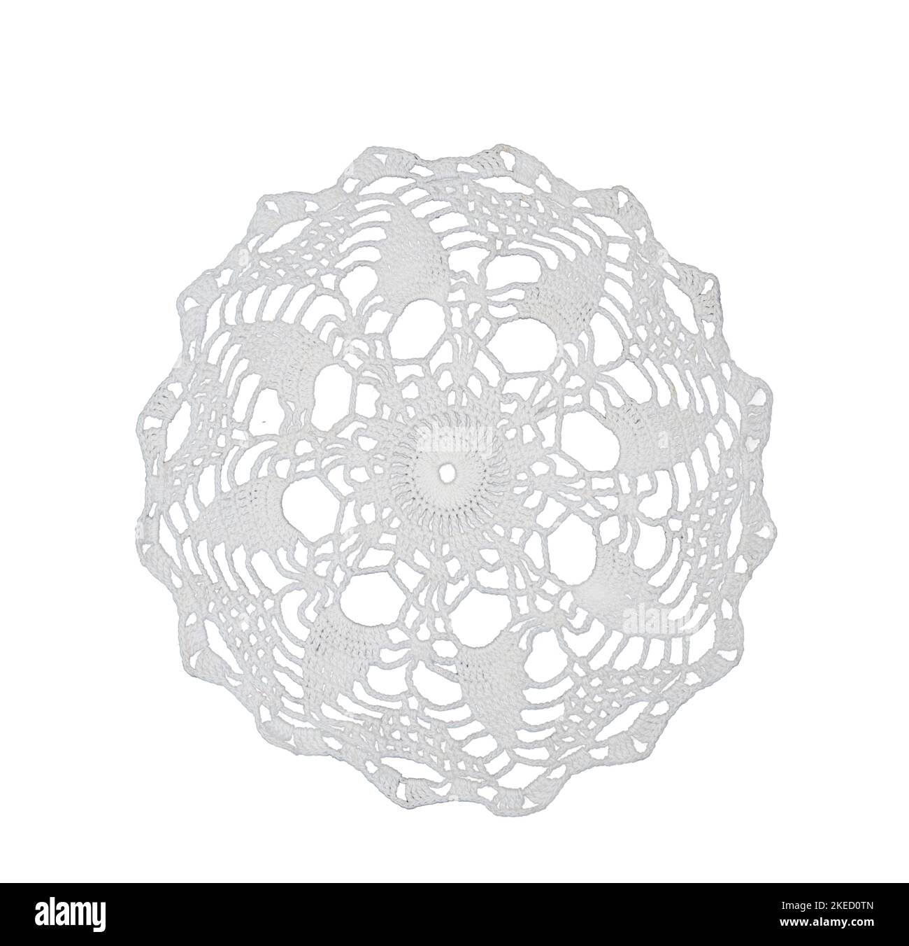 an embroidered crochet doily on a transparent background Stock Photo