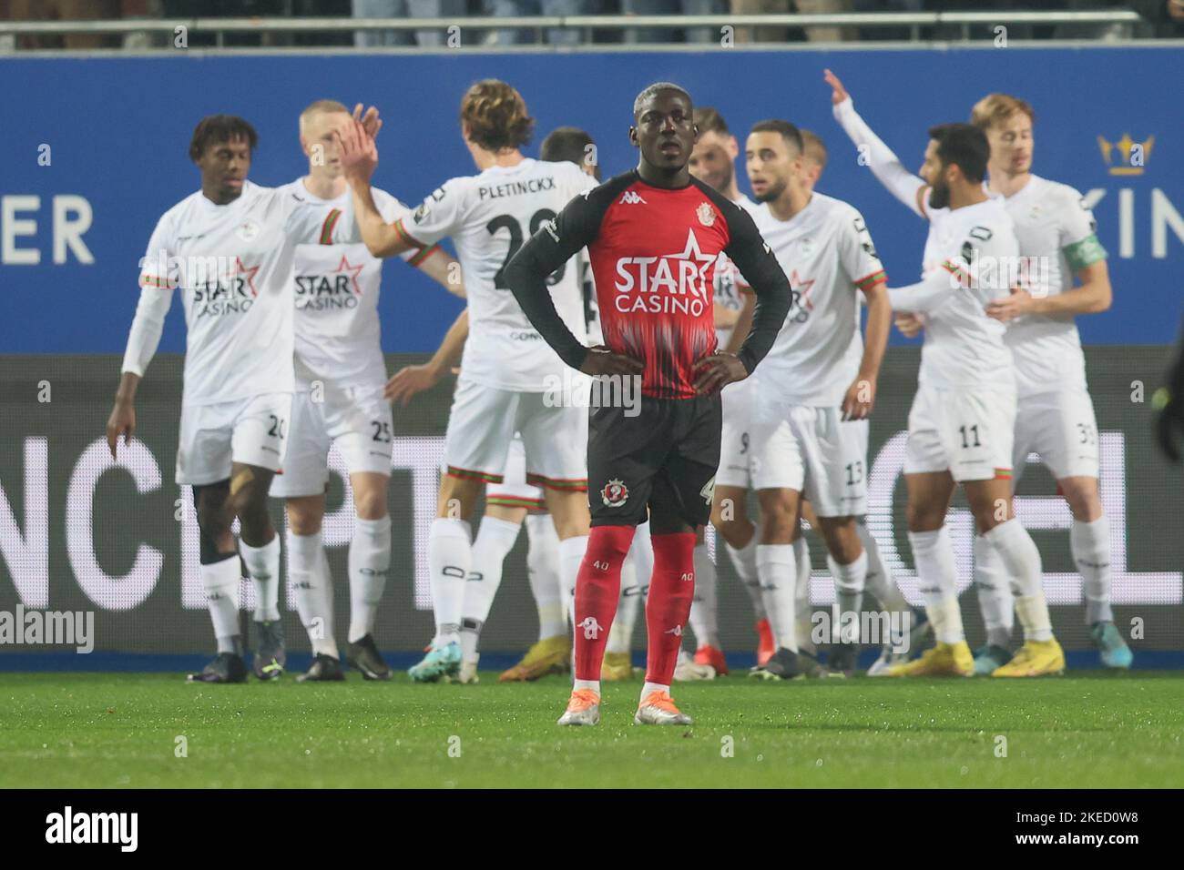 Seraing's Daniel Opare looks dejected during a soccer match between Oud