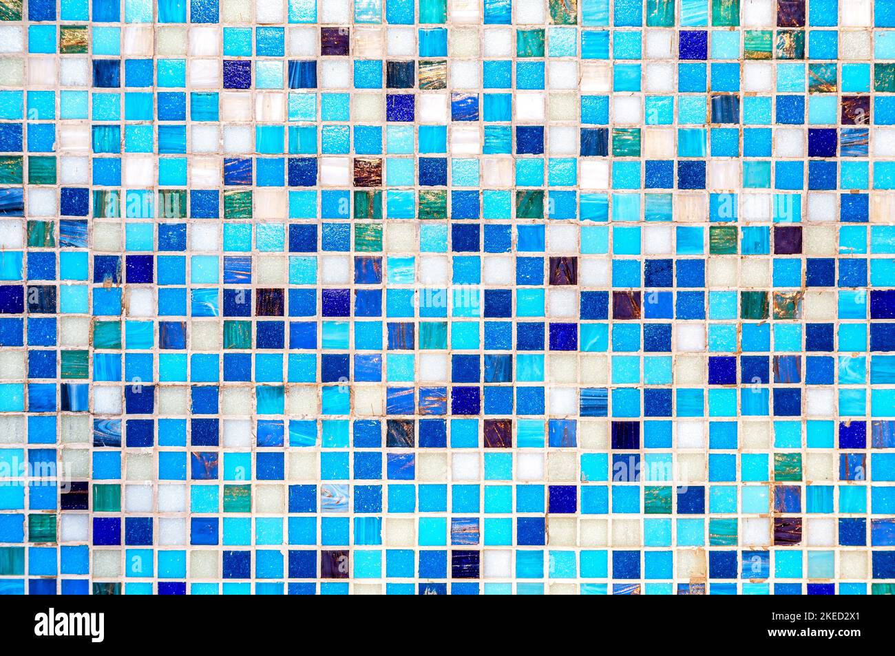 Abstract background from wall mosaic tiles in blue and white Stock Photo