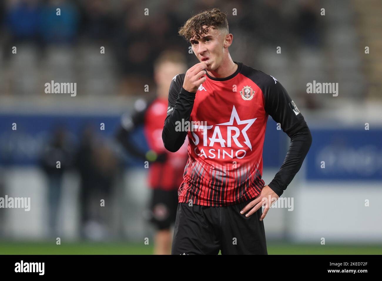 Seraing's Valentin Guillaume looks dejected during a soccer match