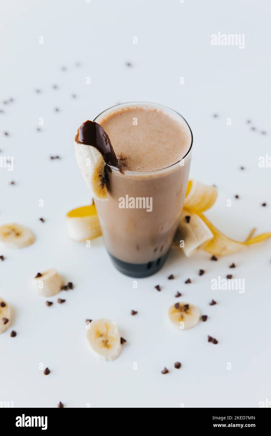 A vertical shot of the banana chocolate milkshake Stock Photo - Alamy A vertical shot of the banana chocolate milkshake Stock Photo - Alamy