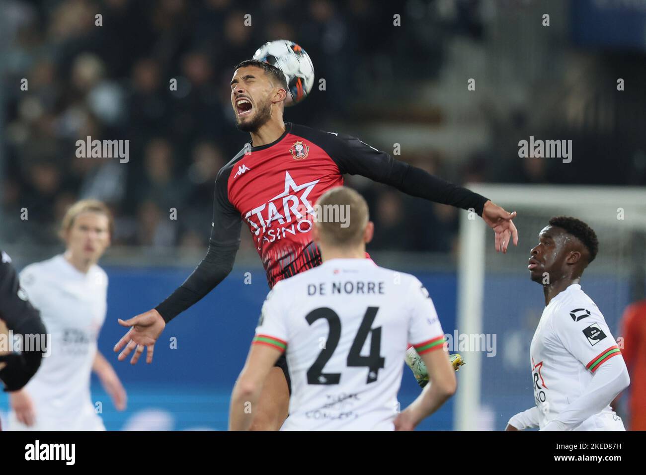 Seraing's Simon Elisor pictured in action during a soccer match between