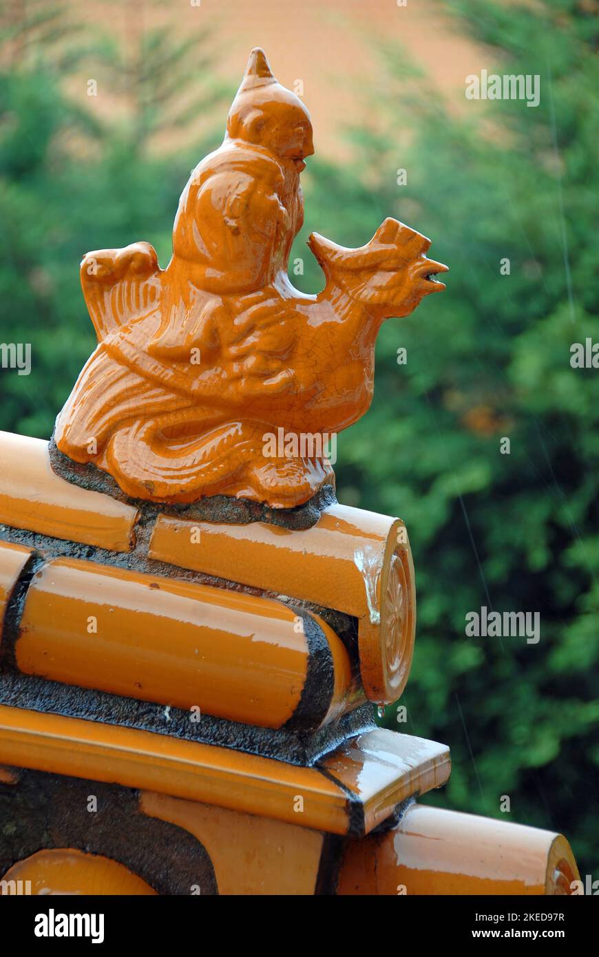 Decorative finial on a roof at the Fo Guang Shan Nan Tien Temple, a Buddhist temple at Berkeley near Wollongong, Australia. Stock Photo