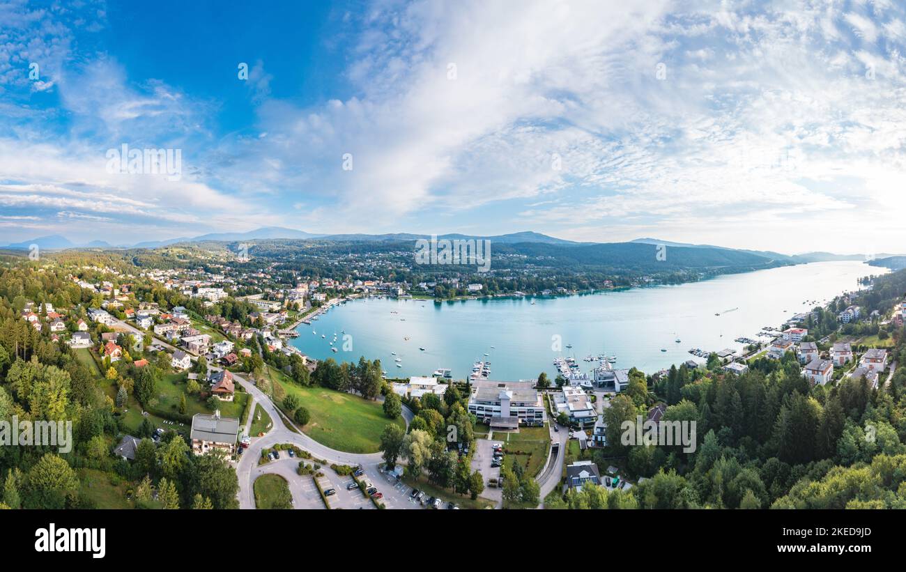 Velden aerial view at the beautiful lake Wörthersee in Carinthia, Austria. Stock Photo