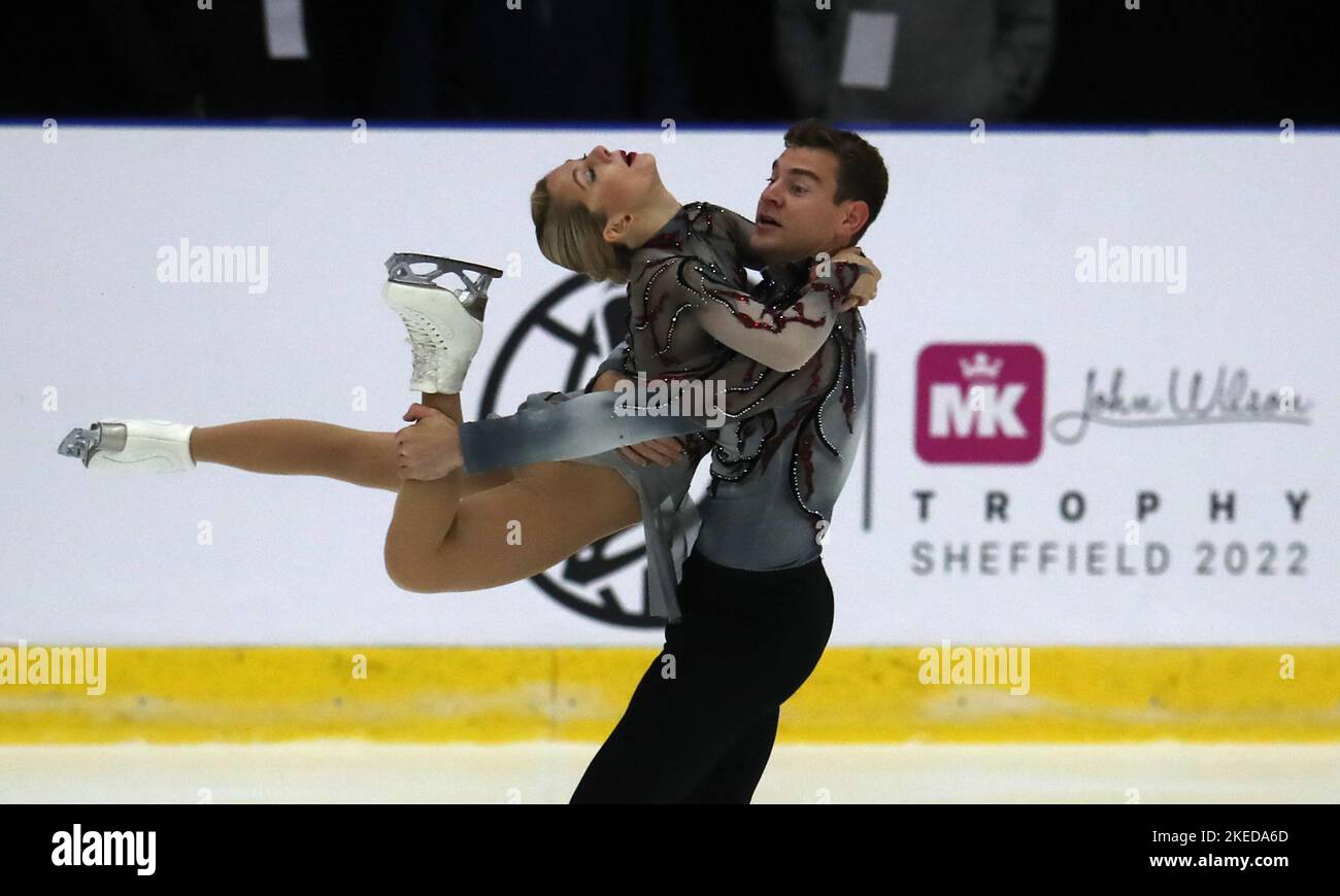 USA's Alexa Knierim and Brandon Frazier during the pairs short program