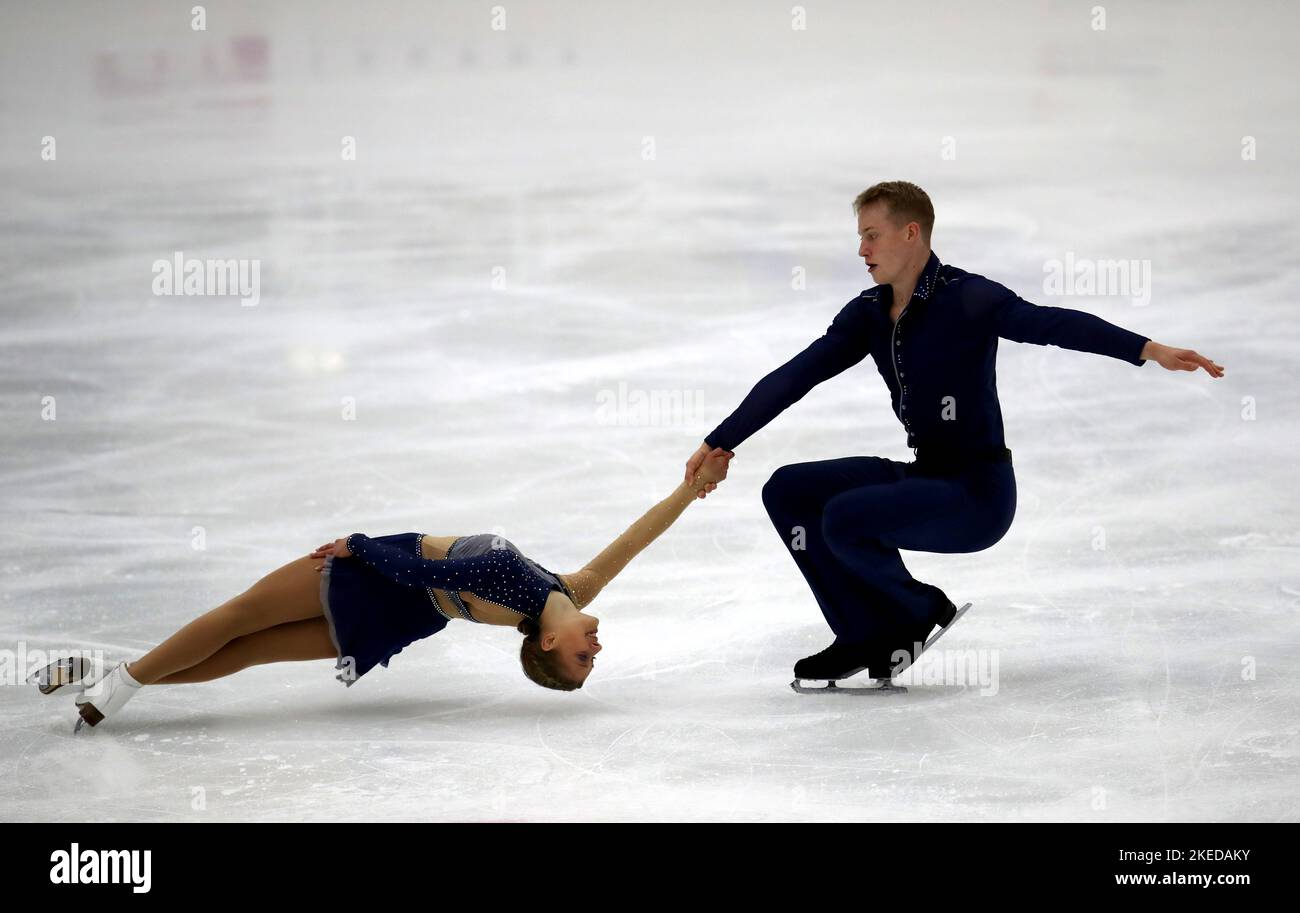 Germany's Letizia Roscher and Luis Schuster during the pairs short