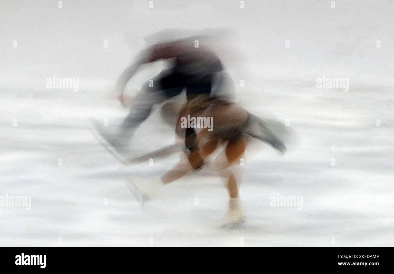 USA's Alexa Knierim and Brandon Frazier during the pairs short program