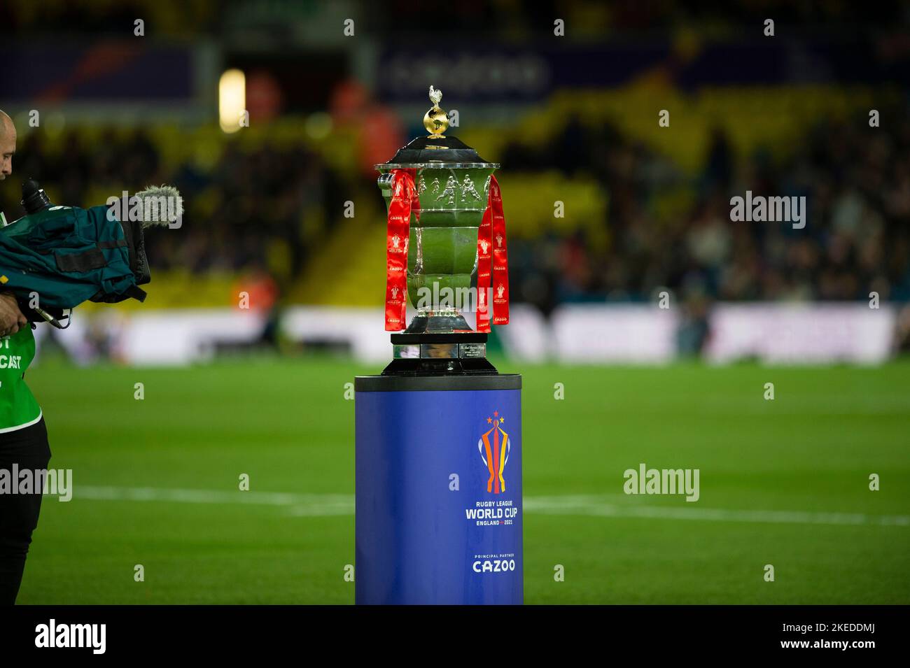 Leeds, UK. 11th Nov 2022. RLWC Trophy before the 2021 Rugby League World Cup Semi Final match between Australia and New Zealand at Elland Road, Leeds on Friday 11th November 2022. (Credit: Trevor Wilkinson | MI News) Credit: MI News & Sport /Alamy Live News Stock Photo