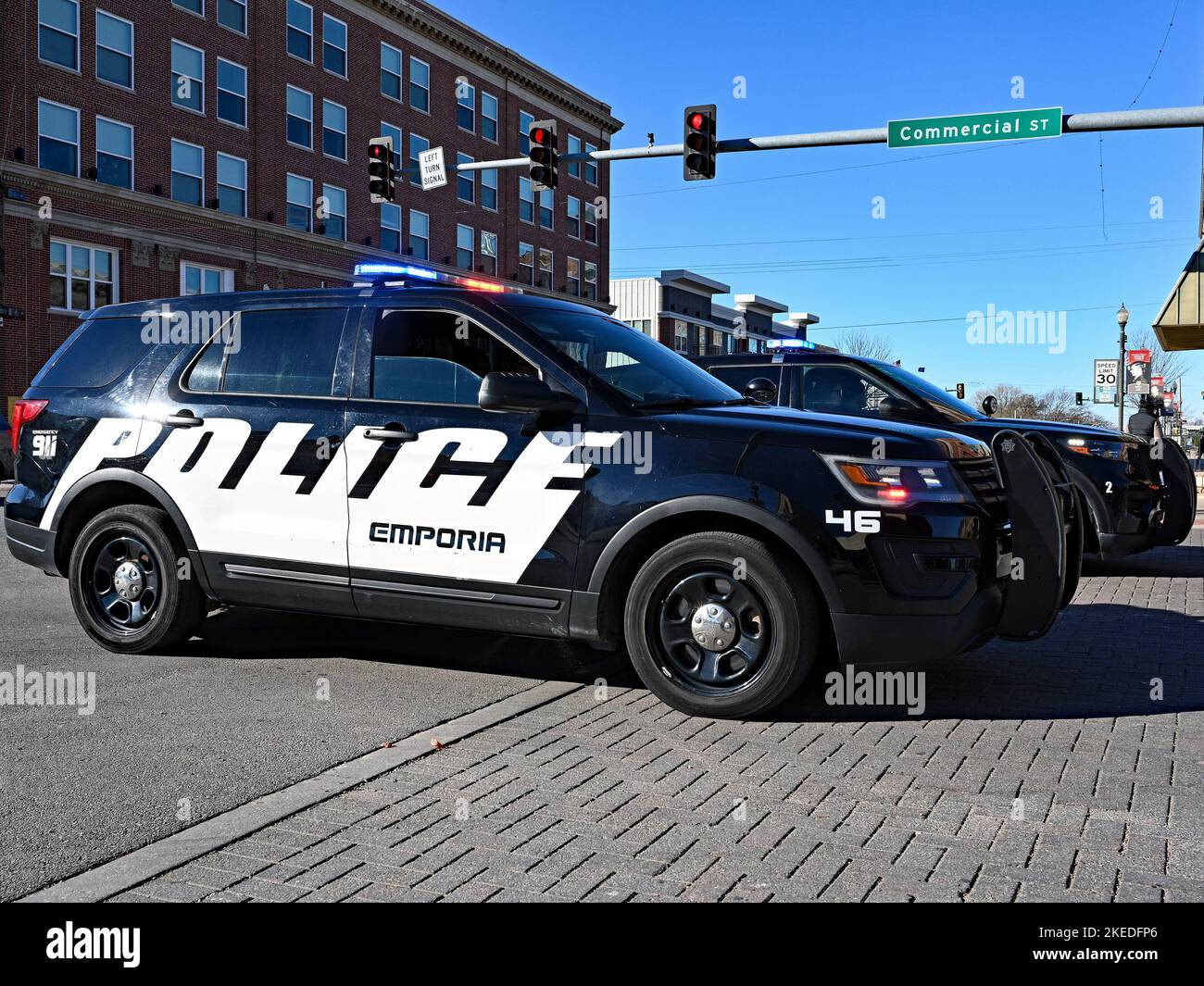 EMPORIA, KANSAS - NOVEMBER 11, 2022Emporia City police cars bring up the end of today's Veterans Day parade in Emporia the founding city of Veterans Day Credit: Mark Reinstein/MediaPunch Stock Photo