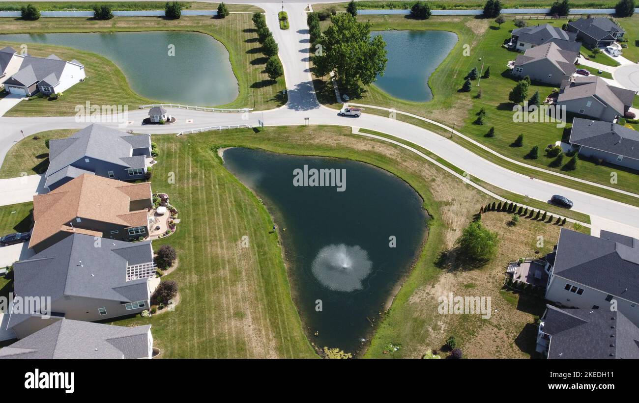 An aerial view of the summerlyn subdivision entrance pond Stock Photo Alamy