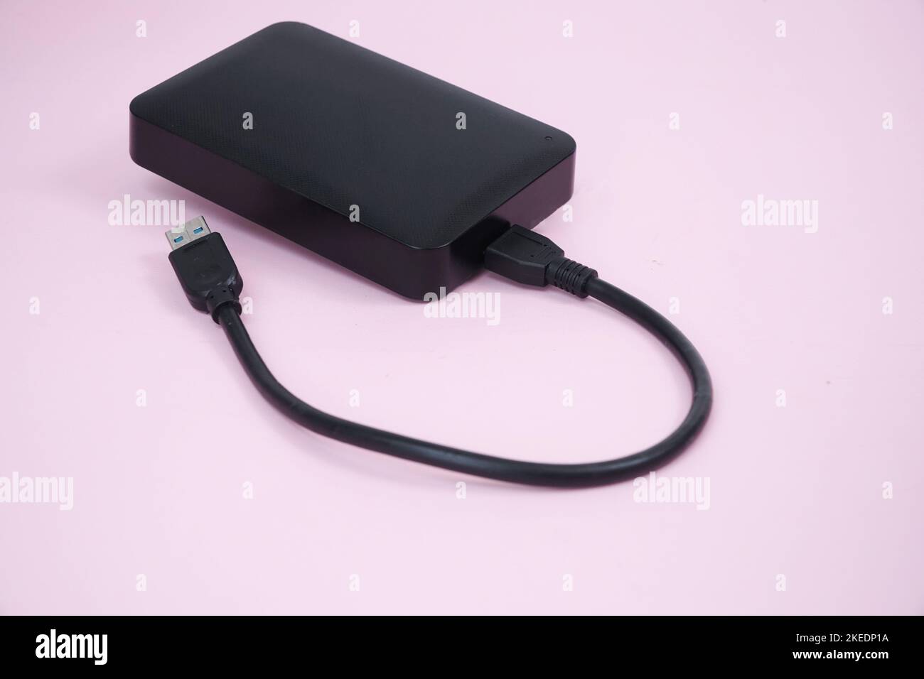 portable External Hard Drive USB Cable Stock Photo
