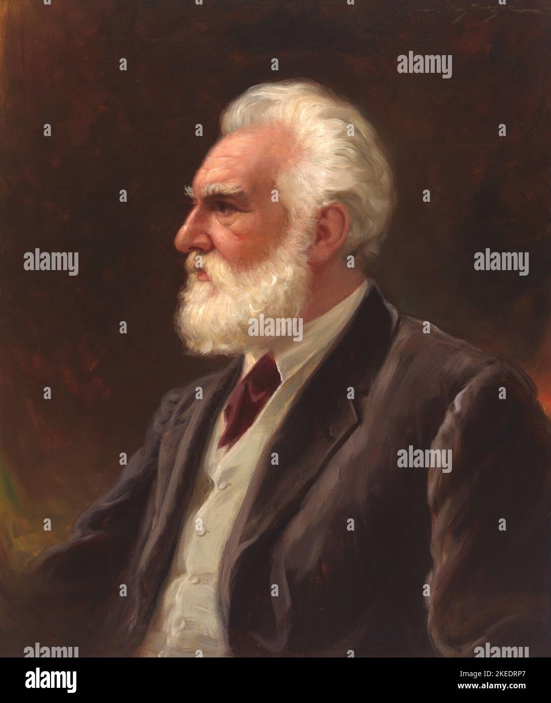 Oil painting of American inventor Alexander Graham Bell 1919 by John