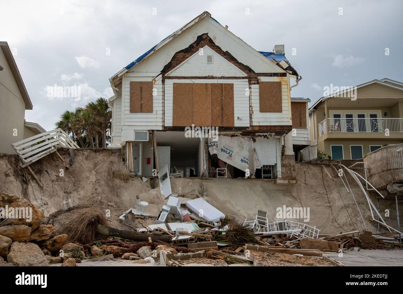 WilburByTheSea, Florida November 11, 2022 Destruction from beach