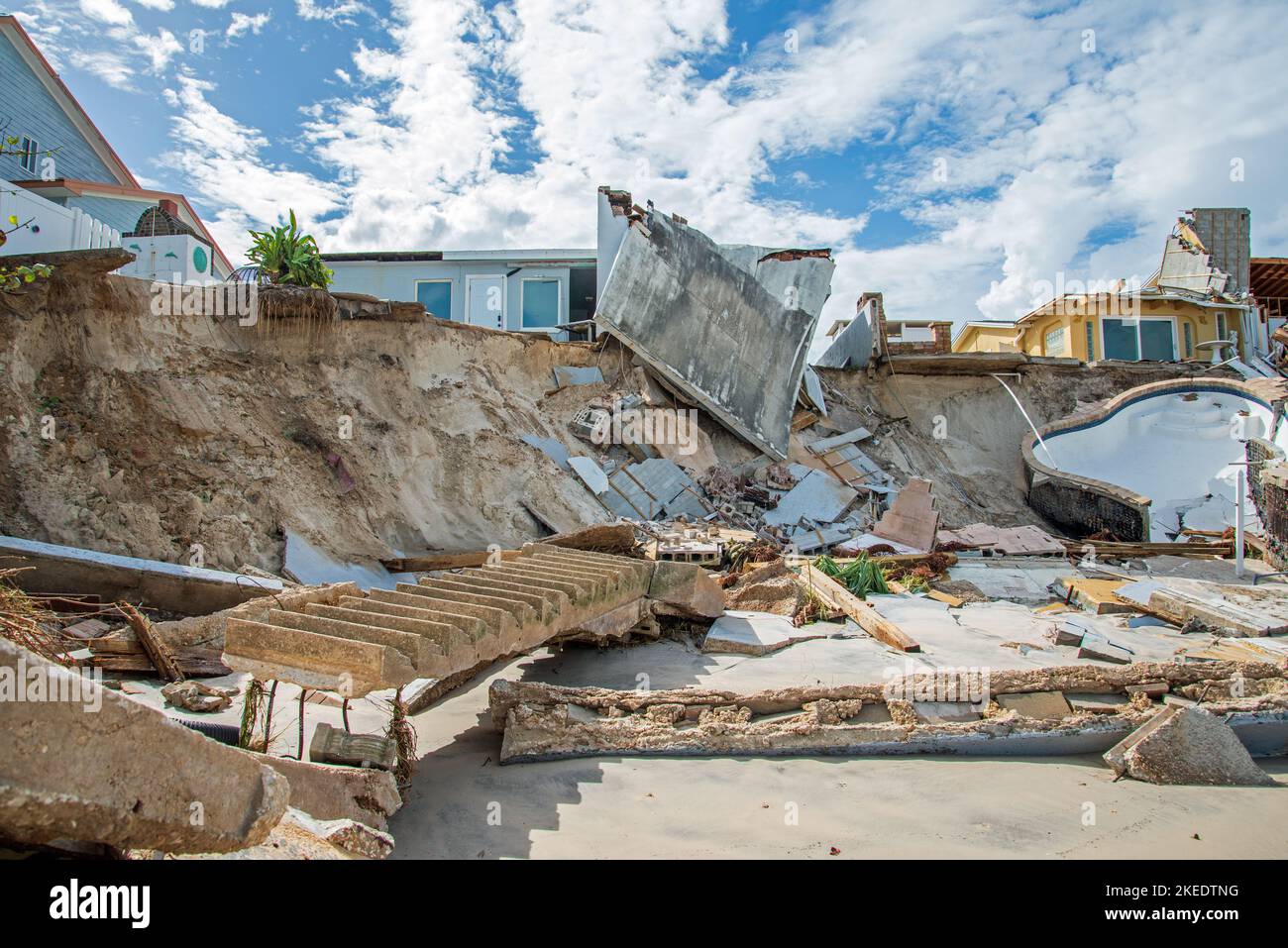 WilburByTheSea, Florida November 11, 2022 Destruction from beach