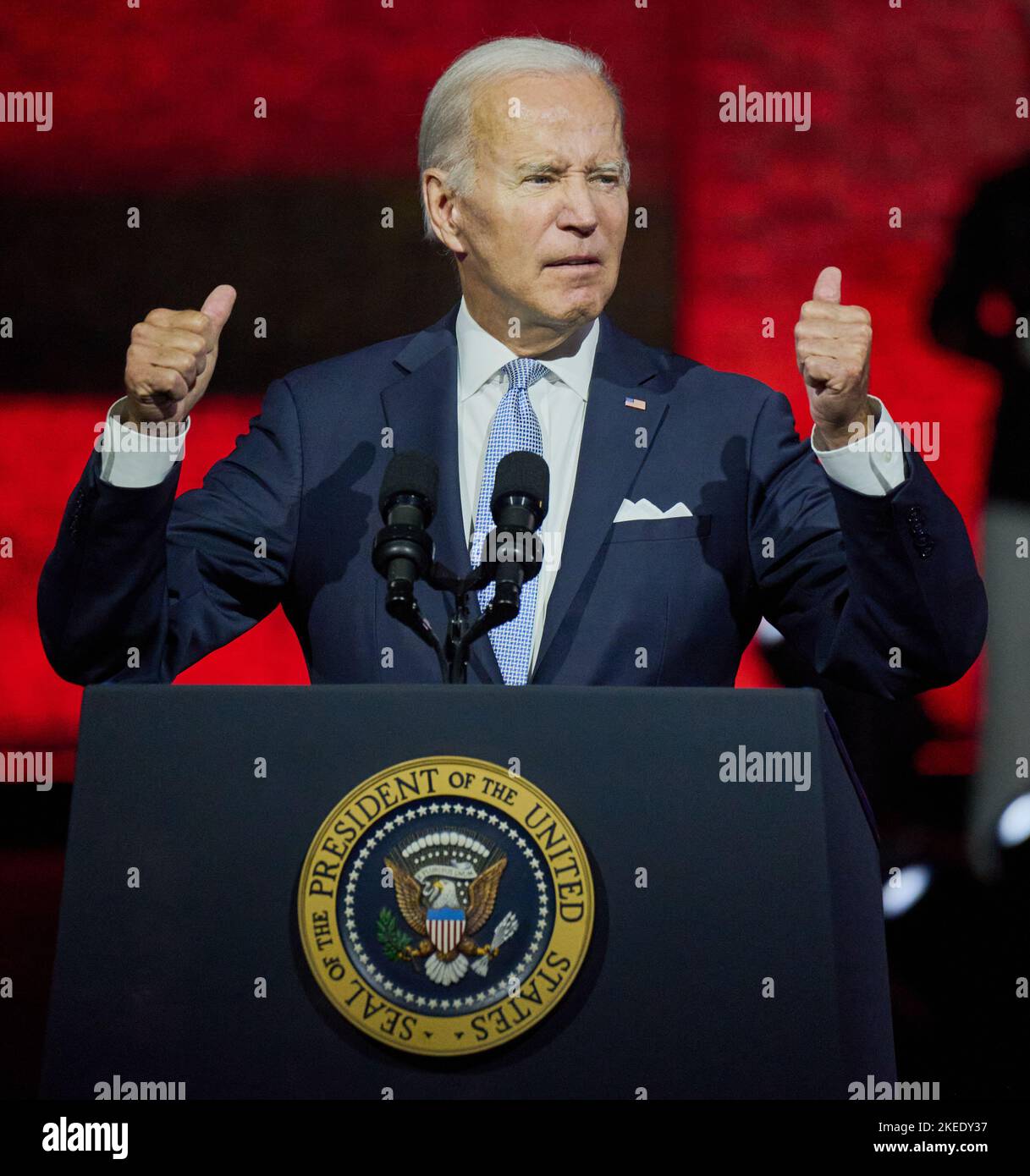 PHILADELPHIA, PA, USA - SEPTEMBER 01, 2022: President Joe Biden  Delivers a Primetime Speech on the Continued Battle for the Soul of the Nation. Stock Photo
