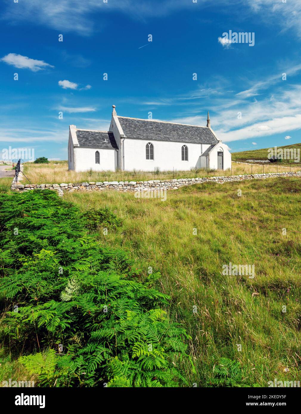 Pretty little,white,restored church,beautiful remote area of highlands