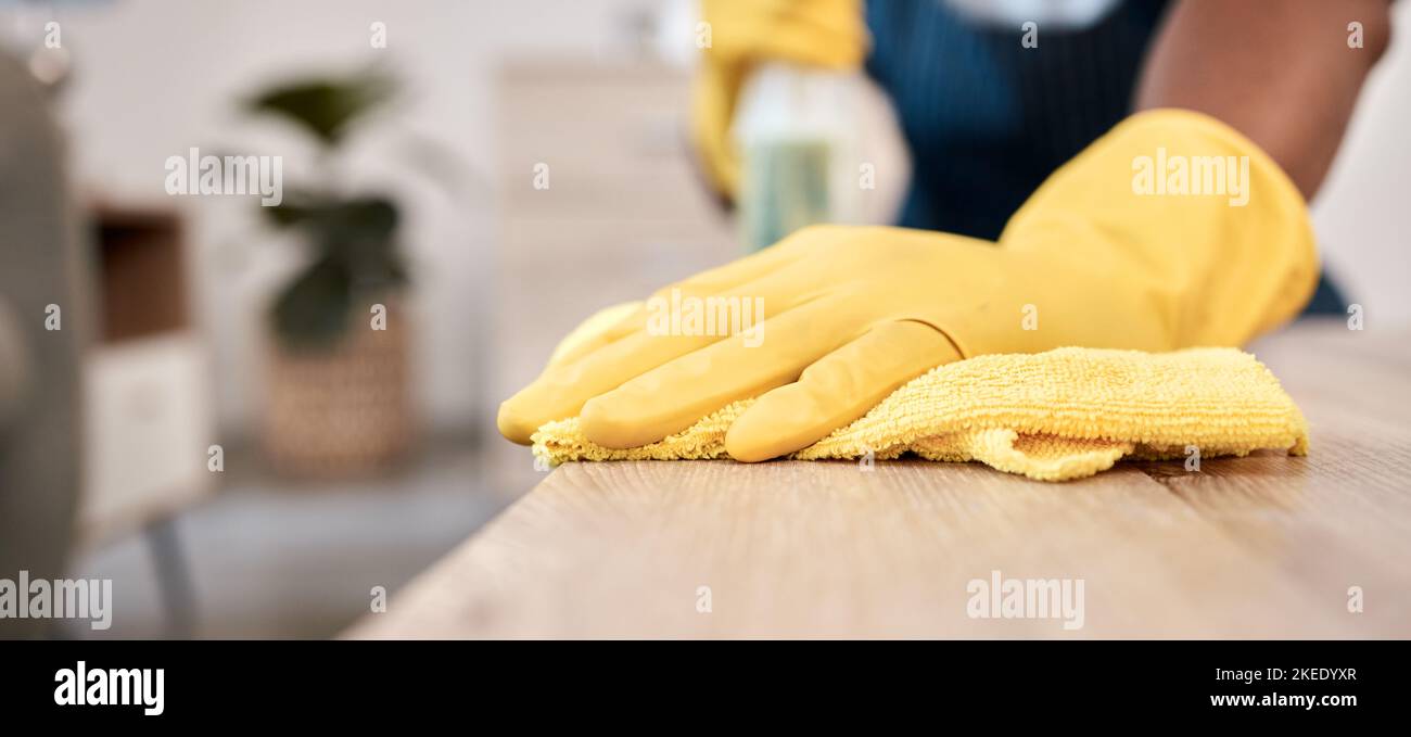 Cleaning and wipe surface. Antibacterial wet wipe. Gloved cleaner hand wipes  with kitchen towel. Protective yellow rubber glove. Home hygiene. Clean and  shine surface. Sanitize cleaning cloth. Vector Stock Vector