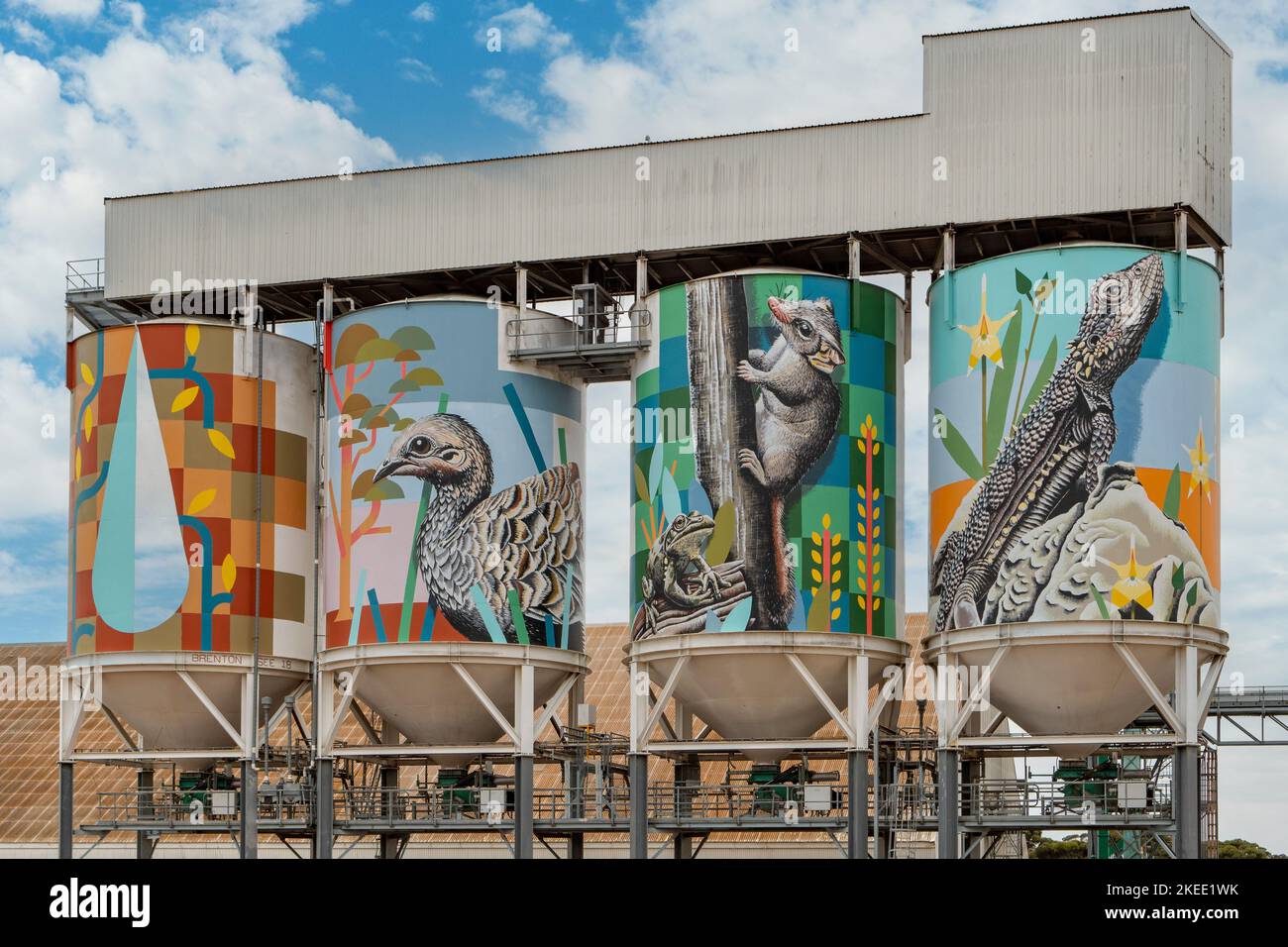 Wildlife Silo Art, Newdegate, WA, Australia Stock Photo