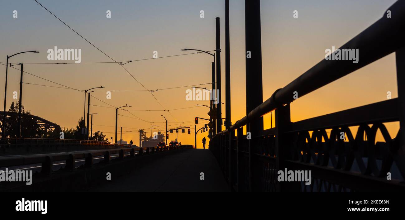 Sunrise in Portland. Streets of Portland in the morning Stock Photo - Alamy