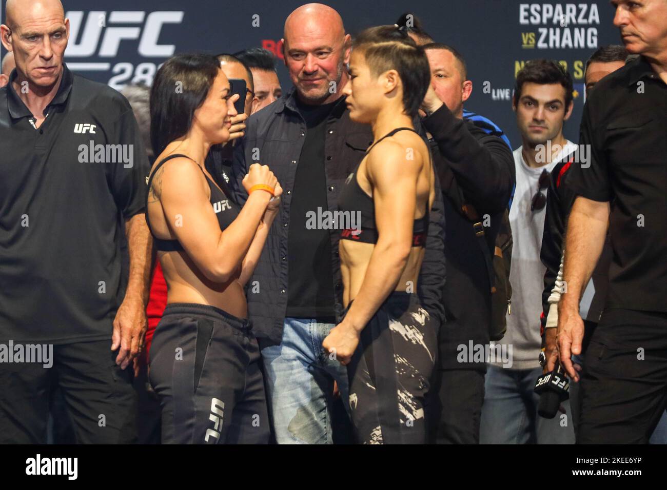 New York, New York, USA. 11th Nov, 2022. Carla Esparza(L) and Zhang