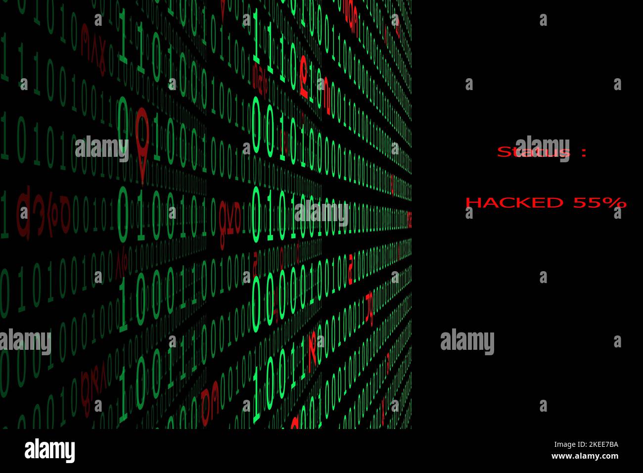 A binary code in databases are hit by hacking Stock Photo