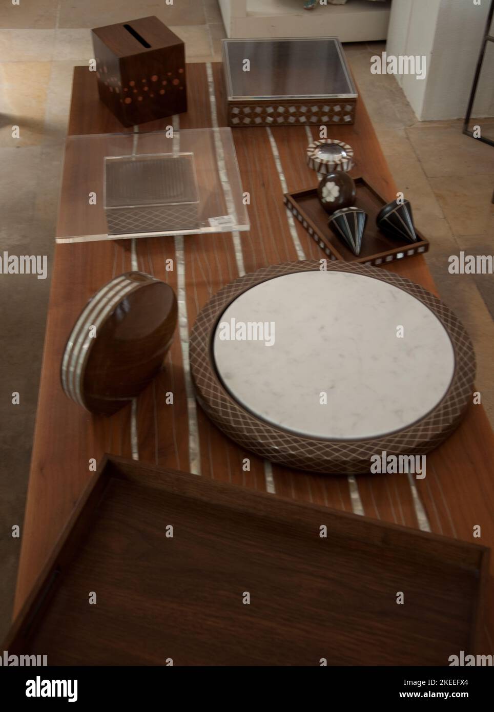 Inlaid wood, Lebanese Handicrafts, Beirut, Lebanon, Middle East. Table