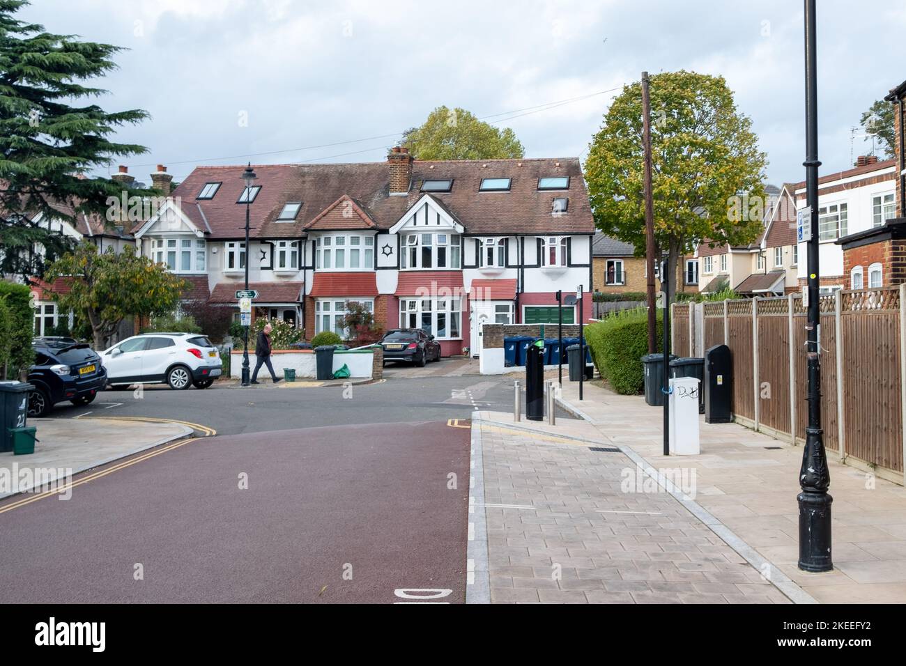 London November 2022 Street of houses in Hanwell, a residential