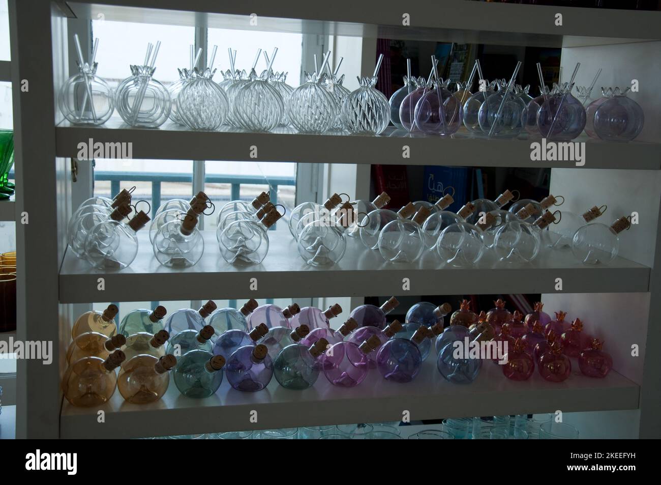 Glass bottles, Lebanese Handicrafts, Beirut, Lebanon, Middle East Stock