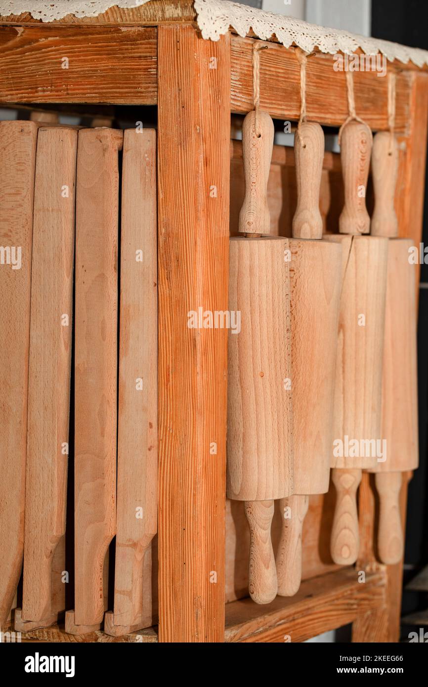 Dough rollers and their place of storage Stock Photo Alamy
