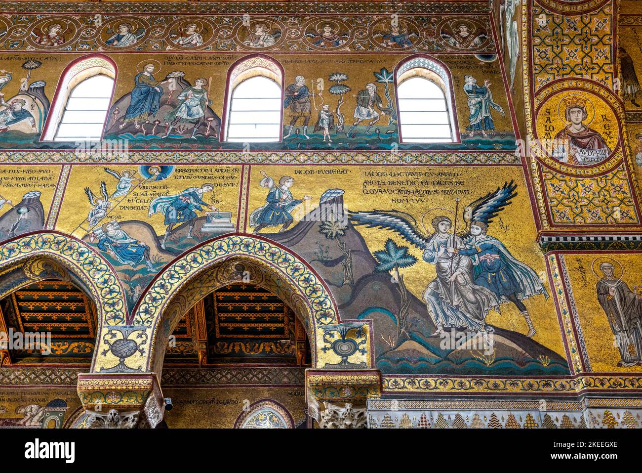 The Interior Of Monreale Cathedral, Palermo, Sicily, Italy Stock Photo ...