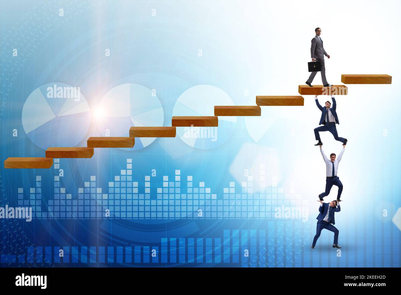 Teamwork concept with the businessmen helping each other Stock Photo ...